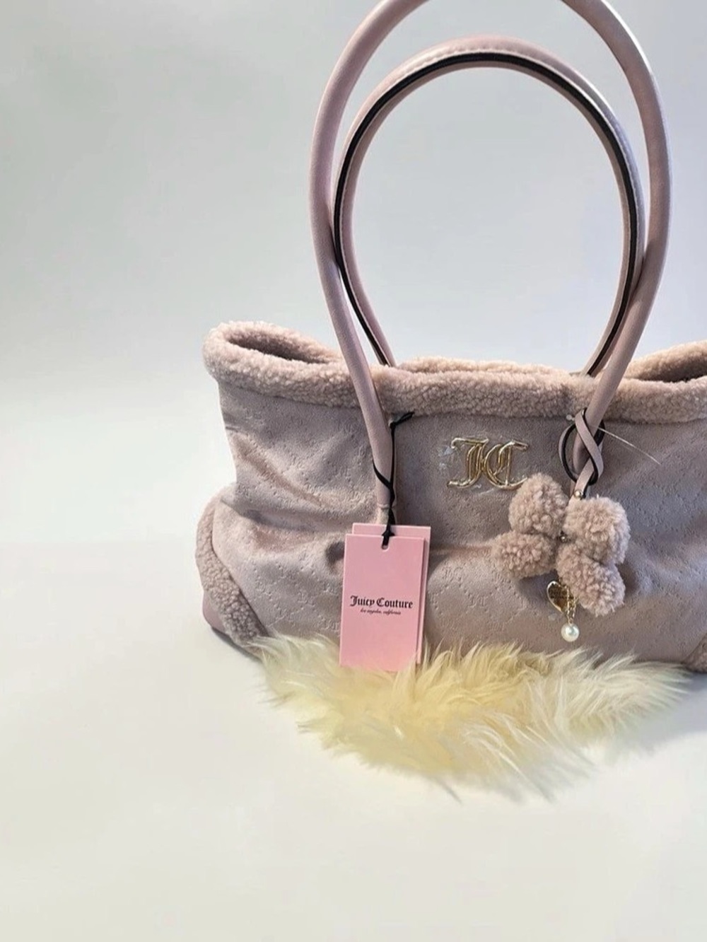 Juicy Couture Pink Faux-Fur Trim Tote NWT
